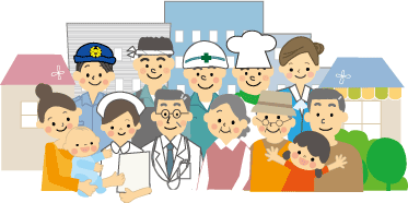 いろいろな職業の街の人々のイラスト