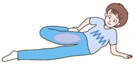 ももの前面のストレッチ(床)のイラスト