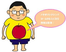 (イラスト)内臓脂肪型肥満(リンゴ型肥満)「メタボリックシンドロームのもとになる危険な肥満!」