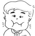口を閉じてほほを両方同時に膨らませているイラスト