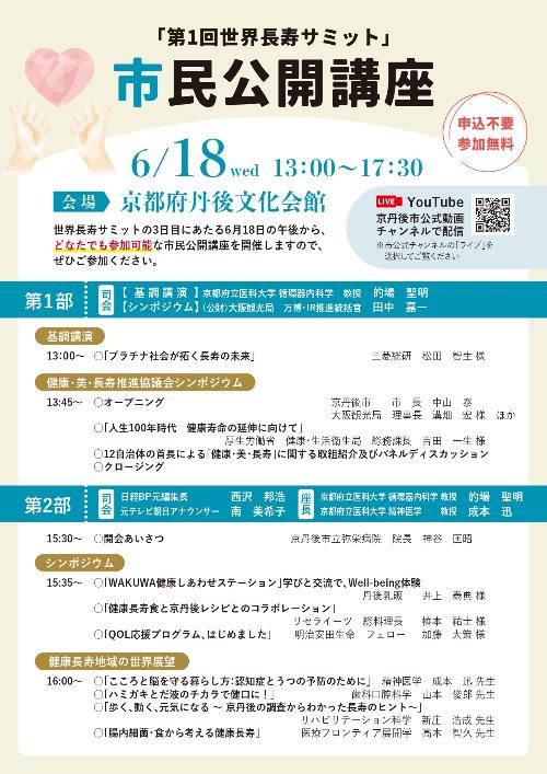 世界長寿サミット市民公開講座表