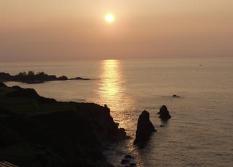夕日の屏風岩