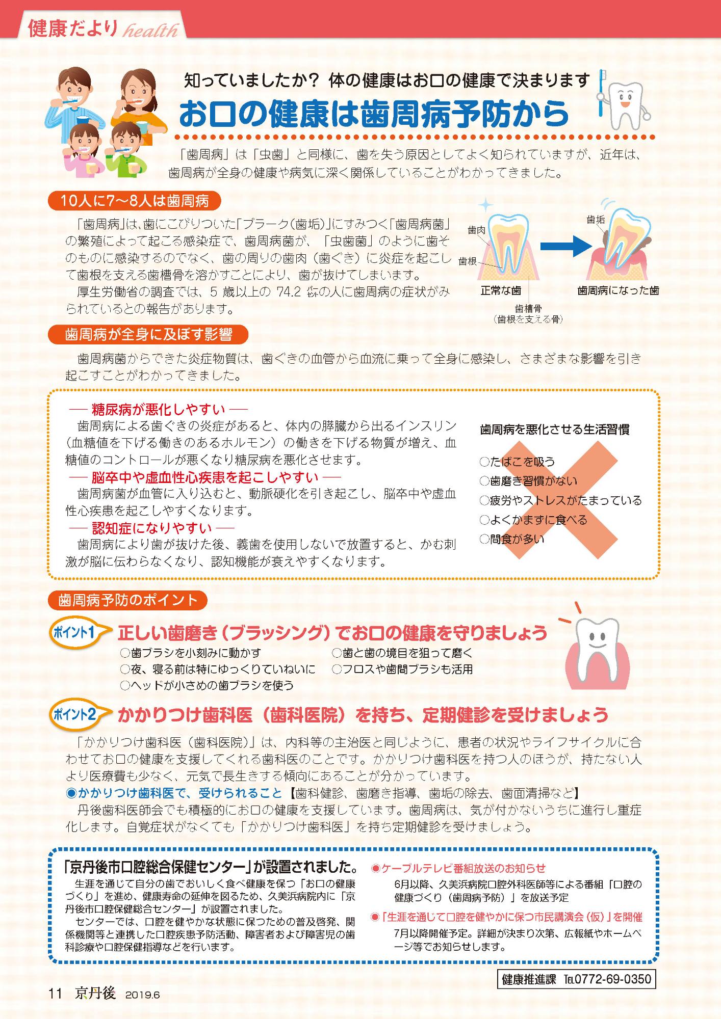 お口の健康は歯周病予防から（令和元年6月号掲載）