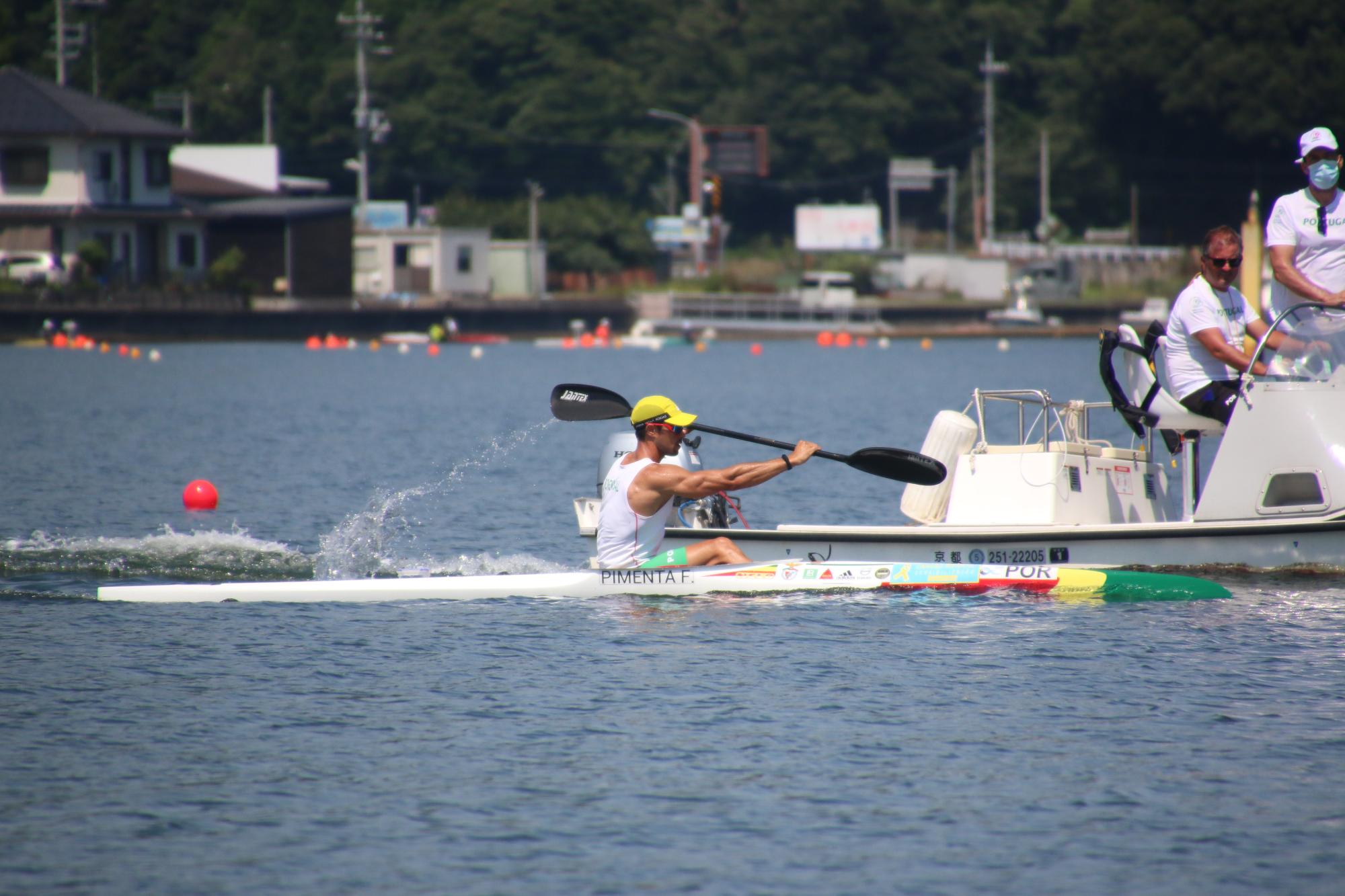 男子カヤックシングル（K-1）1000mで銅メダルを獲得したポルトガルのピメンタ選手