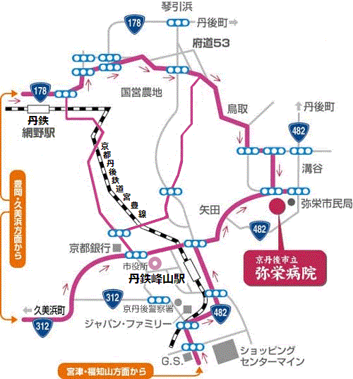 京丹後市弥栄病院近隣地図のイラスト