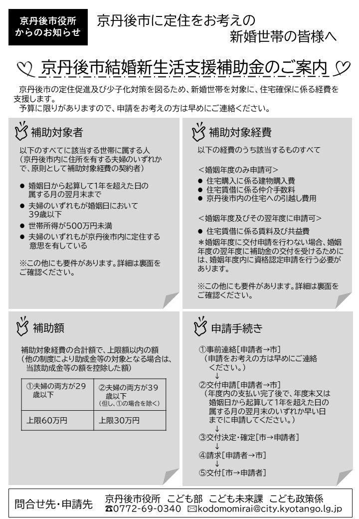 結婚新生活支援補助金チラシ表面